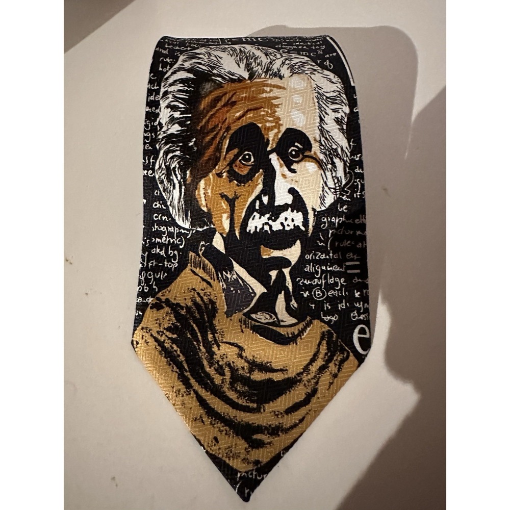 Rene Chagal Men's Einstein Novelty Necktie E MC 2 Polyester Handmade Korea EUC